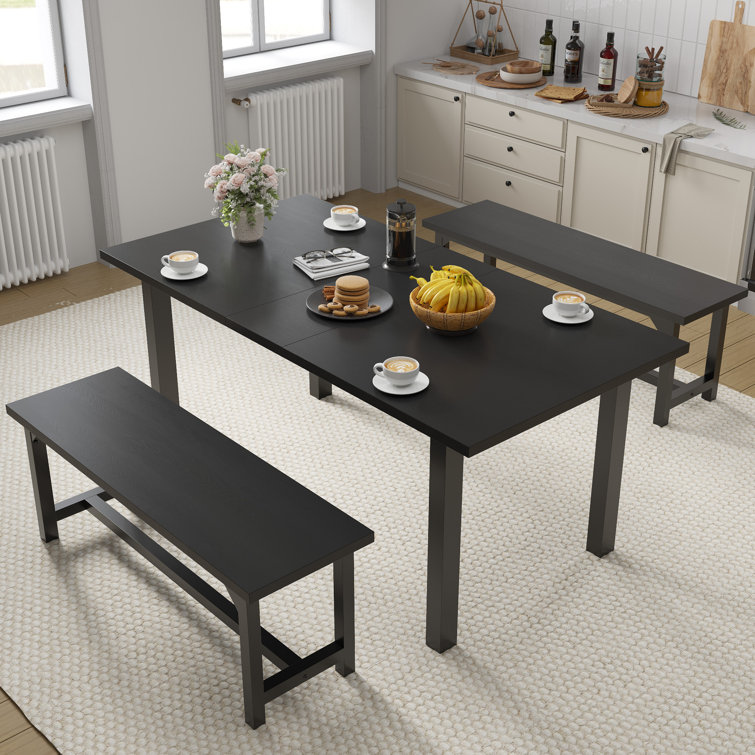 Ebern Designs Areial 62" Extendable Rectangular Kitchen Table with 2 ...